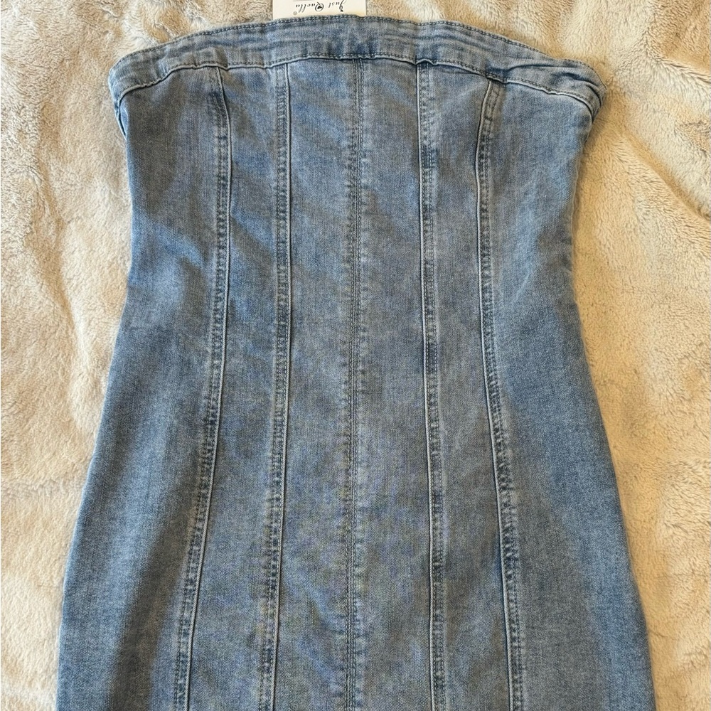Denim Blue Women's Strapless Dress